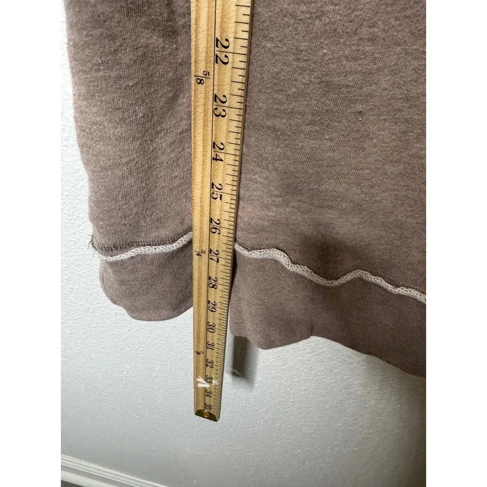Soft Surroundings Womens Taupe Brown Cotton French Terry V-Neck Hoodie L - Picture 6 of 8